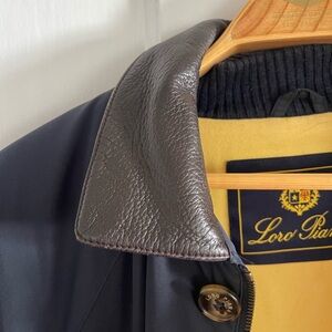 Loro Piana NAVY Mens Horsey Leather Trimmed Jacket